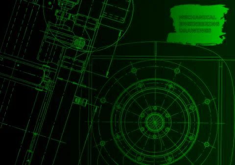 Cover. Vector engineering drawing. Mechanical instrument making Illustrazione stock