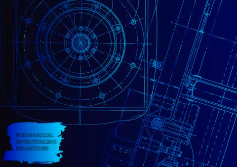 Cover. Vector engineering drawing. Mechanical instrument making Illustrazione stock