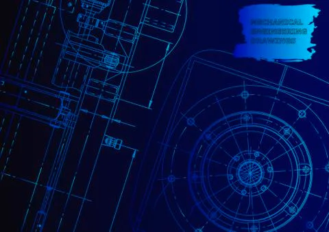 Cover. Vector engineering drawing. Mechanical instrument making Illustrazione stock