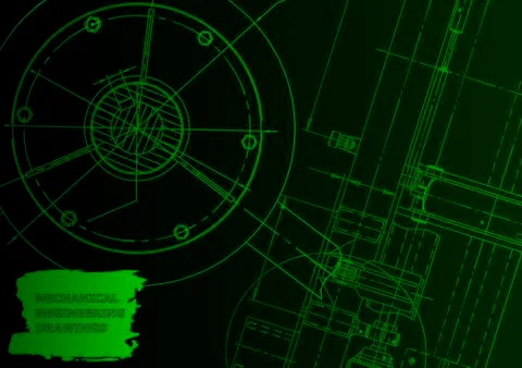 Cover. Vector engineering drawing. Mechanical instrument making Illustrazione stock