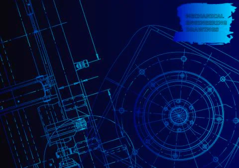 Cover. Vector engineering drawing. Mechanical instrument making 스톡 일러스트