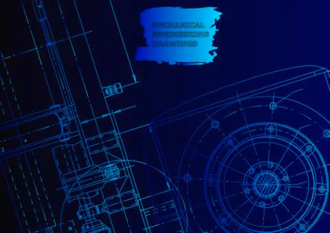 Cover. Vector engineering drawing. Mechanical instrument making Illustrazione stock