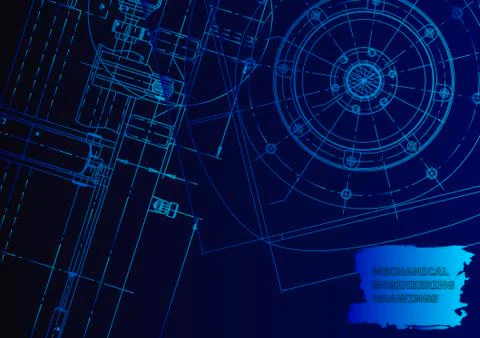 Cover. Vector engineering drawing. Mechanical instrument making Illustrazione stock