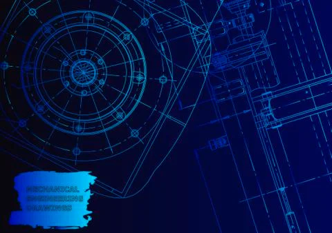 Cover. Vector engineering drawing. Mechanical instrument making Stock Illustration