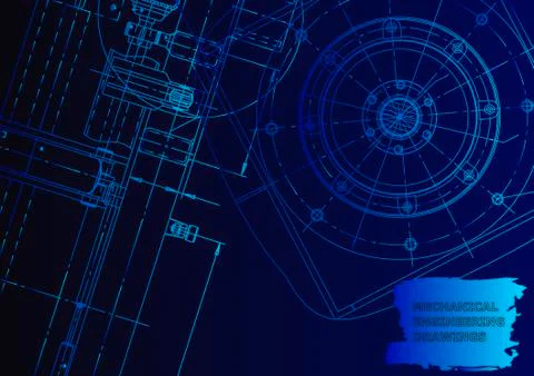 Cover. Vector engineering drawing. Mechanical instrument making イラスト素材