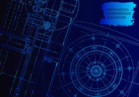 Cover. Vector engineering drawing. Mechanical instrument making 스톡 일러스트