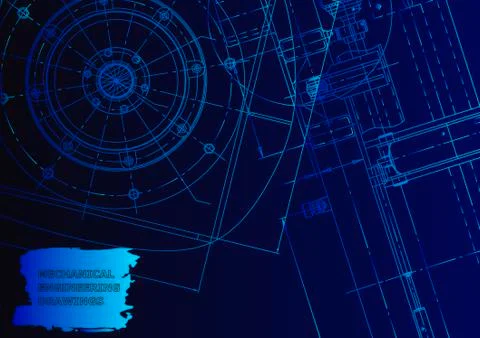 Cover. Vector engineering drawing. Mechanical instrument making Stock Illustration