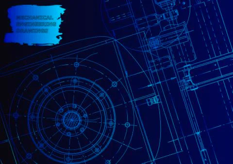Cover. Vector engineering drawing. Mechanical instrument making 스톡 일러스트