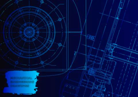 Cover. Vector engineering drawing. Mechanical instrument making 스톡 일러스트