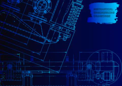 Cover. Vector engineering drawing. Mechanical instrument making 스톡 일러스트