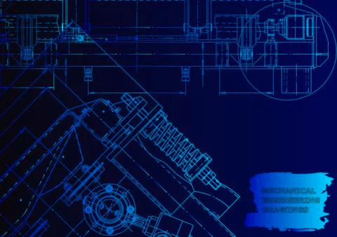 Cover. Vector engineering drawing. Mechanical instrument making 스톡 일러스트