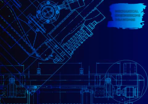 Cover. Vector engineering drawing. Mechanical instrument making Stockillustratie
