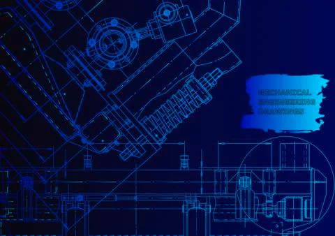 Cover. Vector engineering drawing. Mechanical instrument making 스톡 일러스트