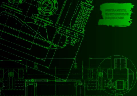Cover. Vector engineering drawing. Mechanical instrument making Stock Illustration