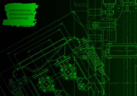 Cover. Vector engineering drawing. Mechanical instrument making Stock Illustration