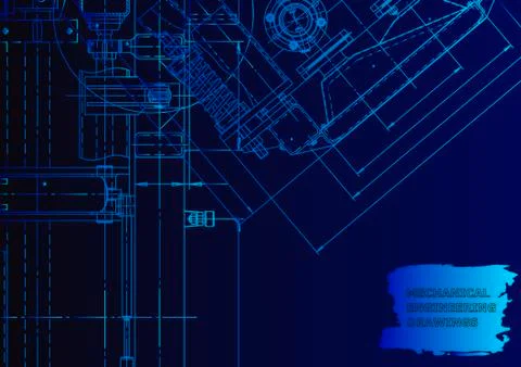 Cover. Vector engineering drawing. Mechanical instrument making Stock Illustration
