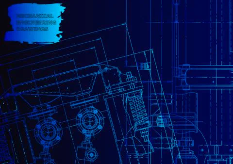 Cover. Vector engineering drawing. Mechanical instrument making Stock Illustration