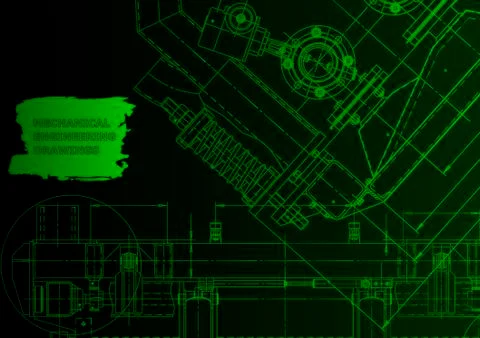 Cover. Vector engineering drawing. Mechanical instrument making Stock Illustration