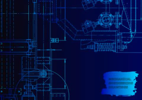 Cover. Vector engineering drawing. Mechanical instrument making Illustrazione stock