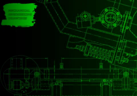 Cover. Vector engineering drawing. Mechanical instrument making Stock Illustration