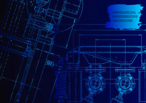 Cover. Vector engineering drawing. Mechanical instrument making Stock Illustration