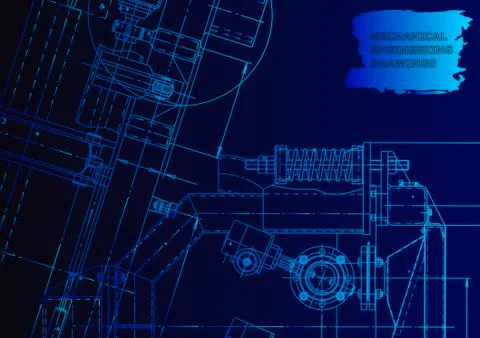 Cover. Vector engineering drawing. Mechanical instrument making Stock Illustration