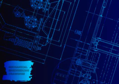 Cover. Vector engineering drawing. Mechanical instrument making Stock Illustration