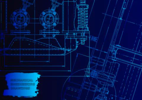 Cover. Vector engineering drawing. Mechanical instrument making Illustrazione stock