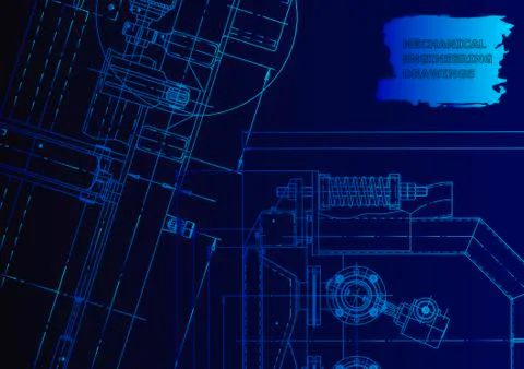 Cover. Vector engineering drawing. Mechanical instrument making Stock Illustration