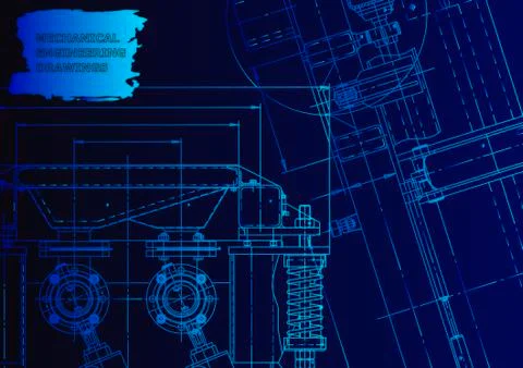 Cover. Vector engineering drawing. Mechanical instrument making Illustrazione stock