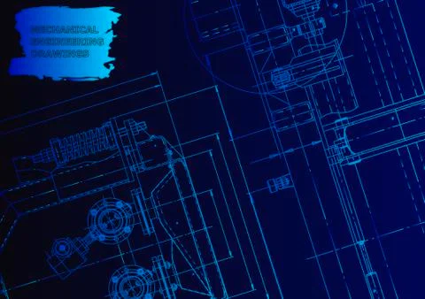 Cover. Vector engineering drawing. Mechanical instrument making Illustrazione stock