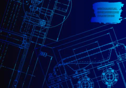 Cover. Vector engineering drawing. Mechanical instrument making Illustrazione stock