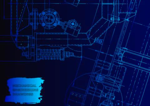 Cover. Vector engineering drawing. Mechanical instrument making Illustrazione stock