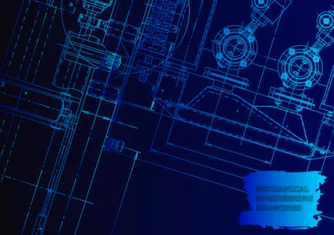 Cover. Vector engineering drawing. Mechanical instrument making Stock Illustration