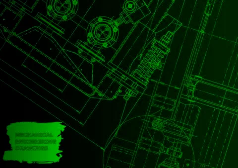 Cover. Vector engineering drawing. Mechanical instrument making Illustrazione stock