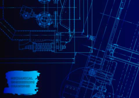 Cover. Vector engineering drawing. Mechanical instrument making Illustrazione stock