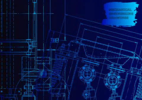 Cover. Vector engineering drawing. Mechanical instrument making Illustrazione stock