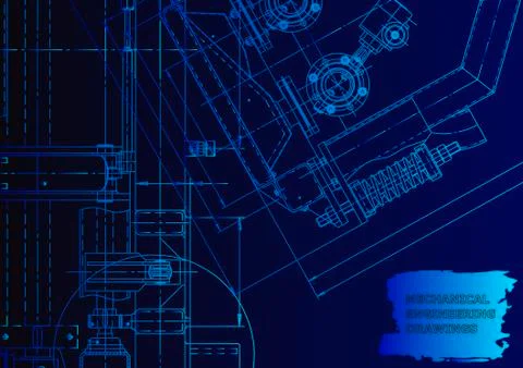 Cover. Vector engineering drawing. Mechanical instrument making Illustrazione stock