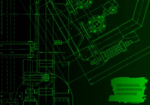 Cover. Vector engineering drawing. Mechanical instrument making 스톡 일러스트