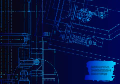 Cover. Vector engineering drawing. Mechanical instrument making Illustrazione stock