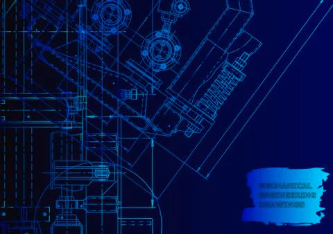 Cover. Vector engineering drawing. Mechanical instrument making 스톡 일러스트