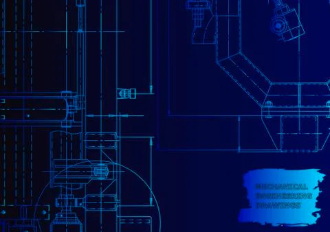 Cover. Vector engineering drawing. Mechanical instrument making 스톡 일러스트