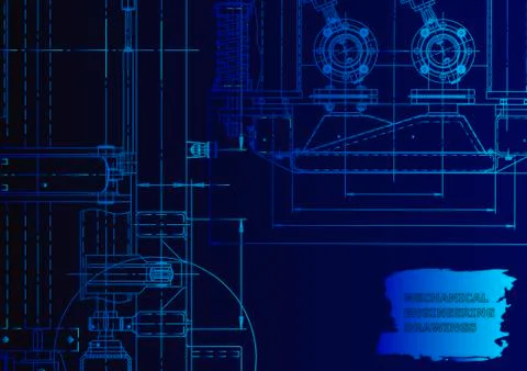 Cover. Vector engineering drawing. Mechanical instrument making Stock Illustration