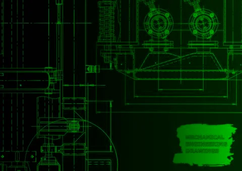 Cover. Vector engineering drawing. Mechanical instrument making Illustrazione stock