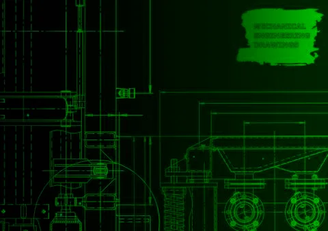 Cover. Vector engineering drawing. Mechanical instrument making Illustrazione stock