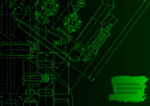 Cover. Vector engineering drawing. Mechanical instrument making Illustrazione stock