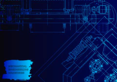 Cover. Vector engineering drawing. Mechanical instrument making Illustrazione stock