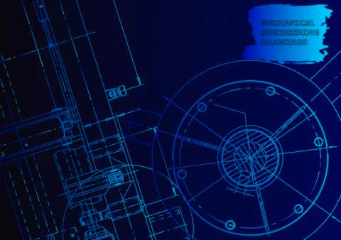 Cover. Vector engineering drawing. Mechanical instrument making Stock Illustration