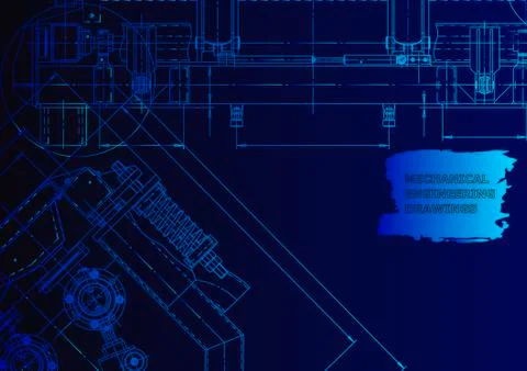 Cover. Vector engineering drawing. Mechanical instrument making Illustrazione stock