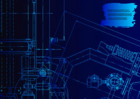 Cover. Vector engineering drawing. Mechanical instrument making 스톡 일러스트